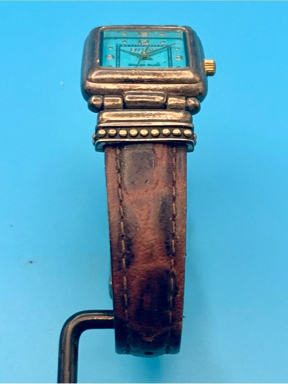 ECCLISSI 22490 Women’s Vntg Watch Sterling Silver Blue Turquoise Works New Batt
